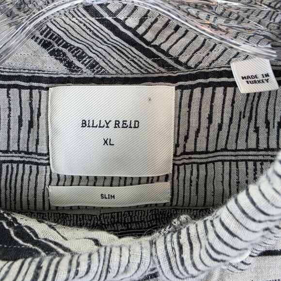 Billy Reid Men's Gray Black Geometric Short Sleeve 100% Cotton Size XL - Picture 3 of 9